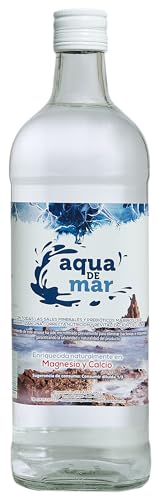 Agua de mar 1 litro - Hipertónica 100% - Botella de vidrio - Aqua de Mar - Agua de Mar para beber - Captada en Parque Natural Cabo de Gata (Almeria)