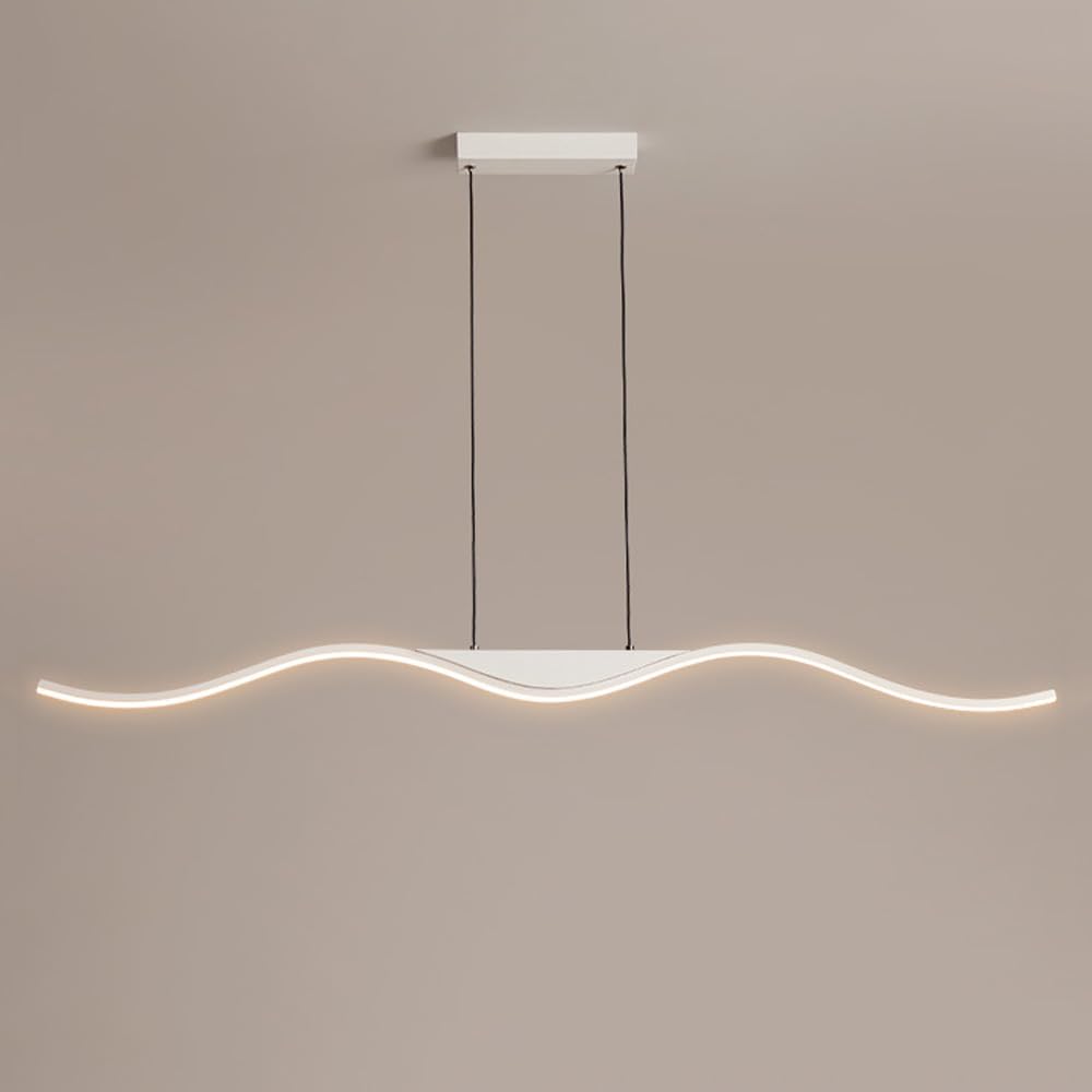 CSXSXAUO LED Wave Pendant Light White Linear Chandelier Ceiling Lighting Fixture Modern Hanging Chandeliers Line Suspended Lamps for Kitchen Island, Dining Room, Living Room Star of