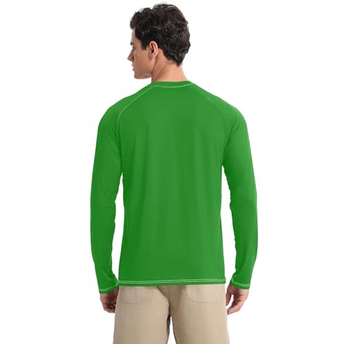 Green Mens Sun Shirts Protection Long Sleeve Summer UPF 50+ Sun Shirts for Men Quick Drying Round Neck2