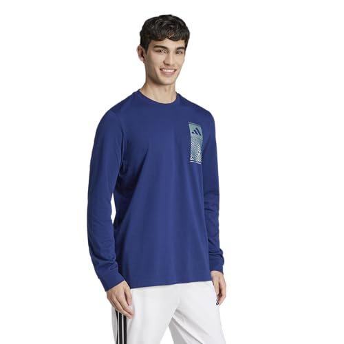 adidas Men's Tall Size Tech Metallic Long Sleeve T-Shirt, Dark Blue, Small2