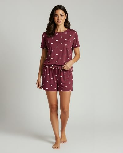Image of Real Essentials 2 Pack: Women's Short Sleeve Pajama Short Set - Comfy Lightweight Soft Lounge Sleepwear (Plus