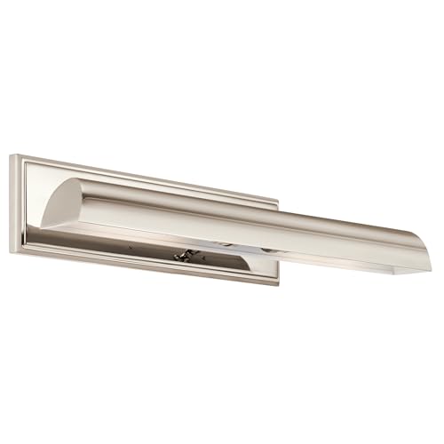 Image of Kichler Carston 2-Light Picture Light, Updated Traditional Light in Polished Nickel with White Interior, for Framed Art, Mirror or Built-in Shelving (4.75 inch x 24.25 inch), 52686PN