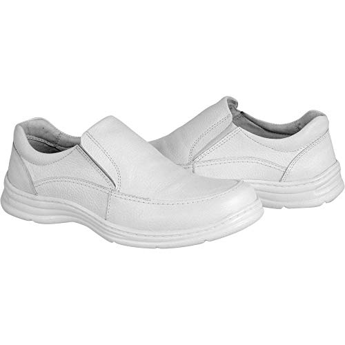 Sapato Masculino Confort Plus em Couro Bmbrasil Clean Liso 2711/05 Branco 39