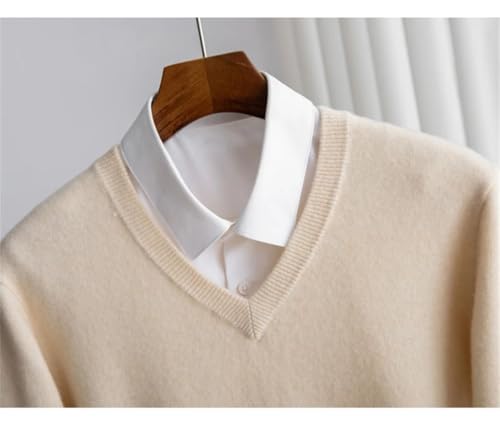 Hamthuit Men V-Neck Slim Fit Pullover Men's Long Sleeved Solid Color Business Casual Jumper Sweater Basic Warm Knit Sweater2