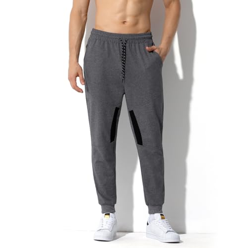 Men's Cotton Sweatpants Joggers with Pockets and Drawstring Athletic Pants for Workout