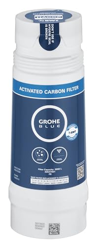 GROHE Blue Filtre Charbon Actif, 3000L, Réduit les substances nuisibles au goût et à l'odeur de l'eau, Filtre de remplacement pour les robinets GROHE Blue,...