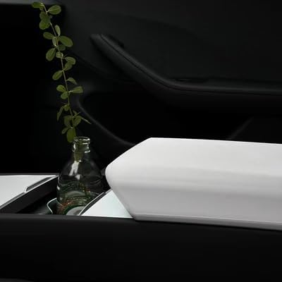 Upgraded Center Console Armrest Cover Compatible with Tesla Model Y Juniper 2025-2026/3 Highland 2024-2026 (White, Y Juniper 25+/3 Highland 24+)