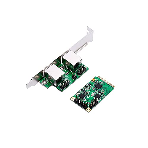 Tarjeta de Red Mini PCI-E a Gigabit Ethernet Dual Puertos 10/100/1000Mbps Adaptador de Red Cableado RJ45 NIC miniatura 4