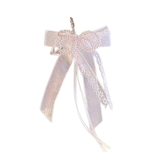NUEAYMS Delicado llavero de mariposa con elegante lazo de cuentas para teléfono, Rosa, 15.00 * 12.00 * 1.00
