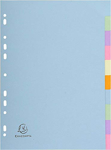Image of 10 X A4 Forever 10 Part File Dividers Pastel Colours