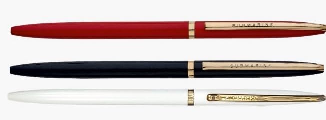 Image of Submarine 917 Chanakya Premium Ball Pen, Pack of 3 Black, Red and White color, Ideal Gift for him /her, Perfect for Corporate Gifting, Blue Ink