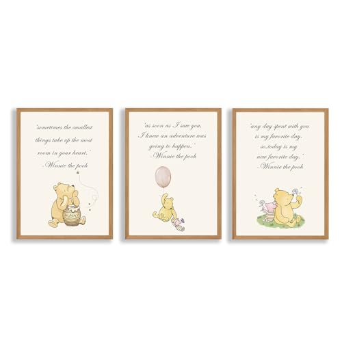 Image of ZsaTuiy 3PCS Winnie Poster Decorations-Baby Room Decorations-Nursary Stuff Winnie Nursery Posters Wall Decor, Pooh Baby Shower Decor, Winnie the Pooh Room Decor