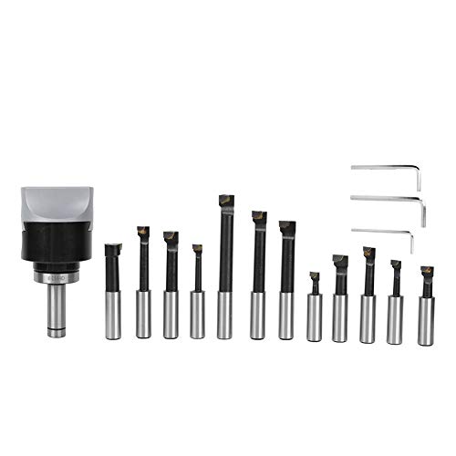 FTVOGUE Kit d'outils de Fraisage CNC 40CR, Tête de Fraise F1 18 avec Tige C20, 12 Fraises de 18 Mm, échelle 0,01, Boîte de Rangement pour Fraisage d'atelier Amateur
