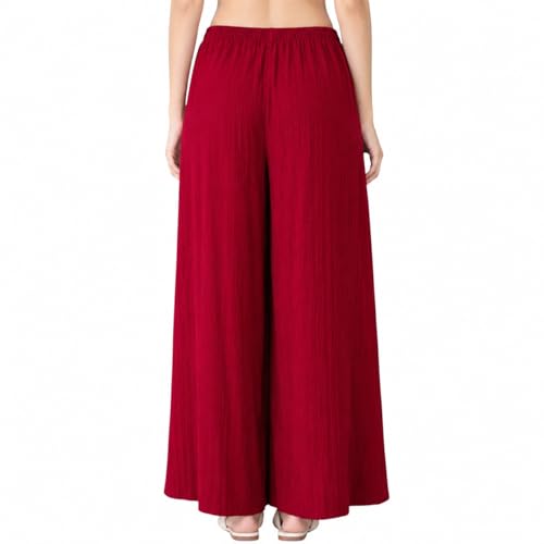 Image of Women Wide Leg Palazzo Pants Combo Pack of 2 |Trousers for Women | Loose Fit Textured Palazzo Pants for Women & Girls | Casual Lounge Travel Wear