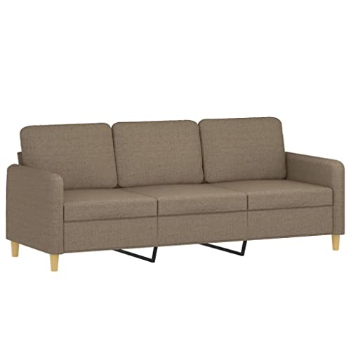 vidaXL Canapé à 3 Places Sofa de Salon Canapé de Salle de Séjour Canapé-lit Meuble de Chambre à Coucher Maison Intérieur Taupe 180 cm Tissu