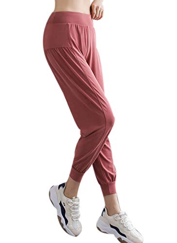 Bebling Pantalon de Jogging d'entraînement pour Femme - Taille Haute Exercice Athletic Running Leggings Rouille, X-Large
