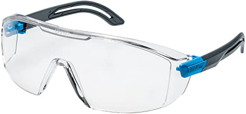 uvex i-lite - Schutzbrille für Arbeit und Labor - Transparent/Anthrazit-Blau