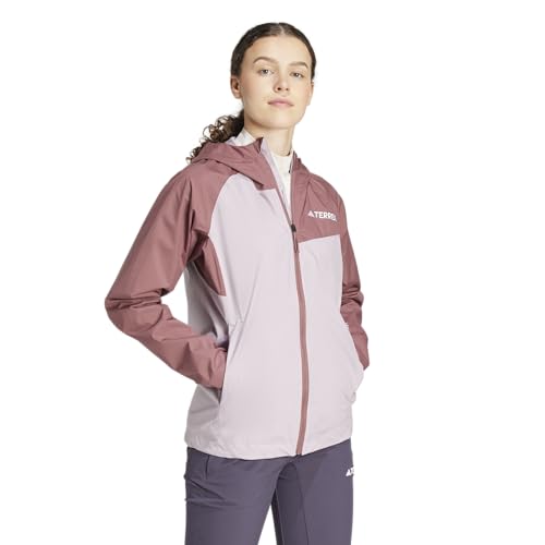 adidas Women's Terrex Multi 2L Rain.RDY Jacket, Preloved Fig/Quiet Crimson, Medium