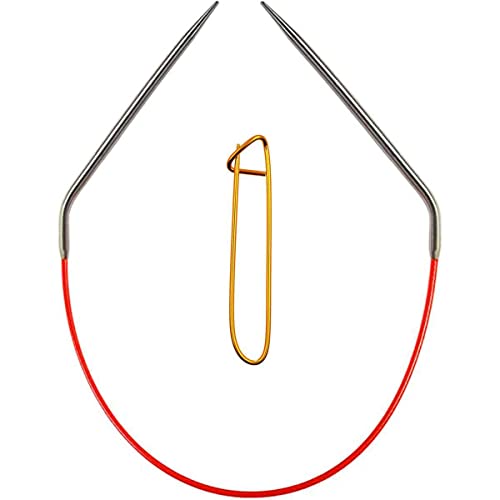 Image of ChiaoGoo Knit Red 16 inch (41cm) Circular Knitting Needles US Size 5 (3.75mm) Stainless Steel 6016-5 with Stitch Holder