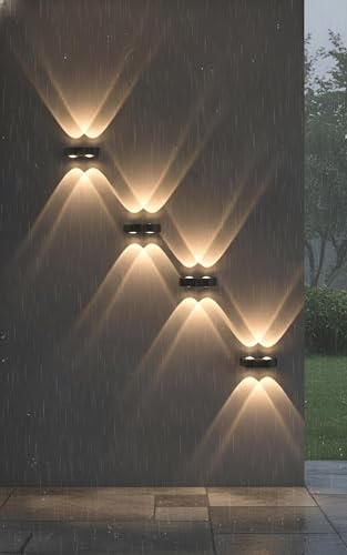 Image of FILLISKA Ultra Slim LED Indoor /Outdoor Wall Light, IP-65 Rainproof & Shockproof Body. (Slim MattBlack 2up + 2down)(2 Year Warranty)
