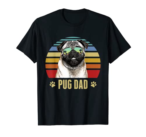 Pug Best Dog Dad Ever Rétro Sunset Beach Vibe T-Shirt