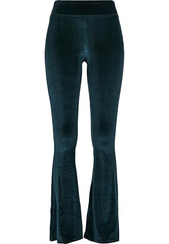 Urban Classics Ladies High Waist Velvet Boot Cut Leggings Donna Leggings Verde Acqua XS