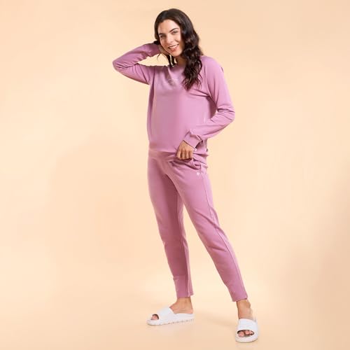 Image of Enamor Mid Rise Ankle Length Drawstring Relax Pants for Women - Slim Fit, Stretch French Terry - E060