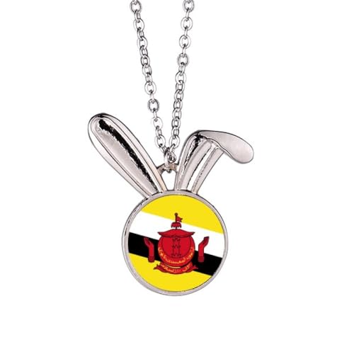 Collier drapeau Brunei en forme de lapin un bijou pays d'Asie unique