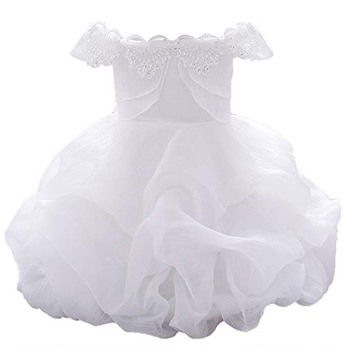 Sleeveless Christening Lace Birthday Christmas Easter Special Occasion Flower Baby Girl Dress Princess Formal Prom Tutu Ball Gown 2T 3T White 100