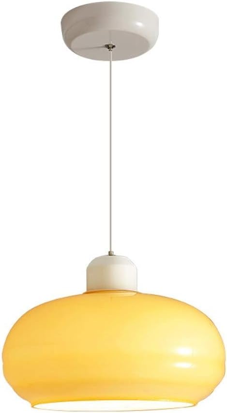 Lámpara de cocina estilo granja sobre fregadero con luz cálida de cristal crema