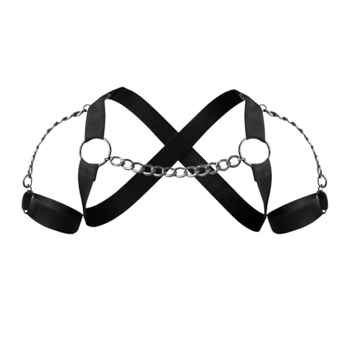 Mens Sexy Chain Harness Belt Goth Straps G-string Underwear Elastic Nylon Body Chest Harness