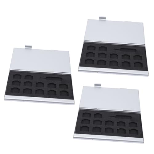 NAMOARLY 3pcs Aluminum Alloy Sim Card Holder Case Lightweight Protective Storage Box for Memory Cards Impact-Resistant Erosion Design Portable and Easy to Carry for Travel