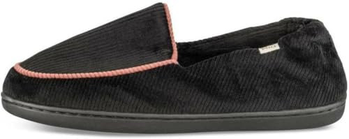 Dim - Chaussons Femme en Velours Côtelé Noir Enfiler - B0G76TK585 - Tailles 39 EU