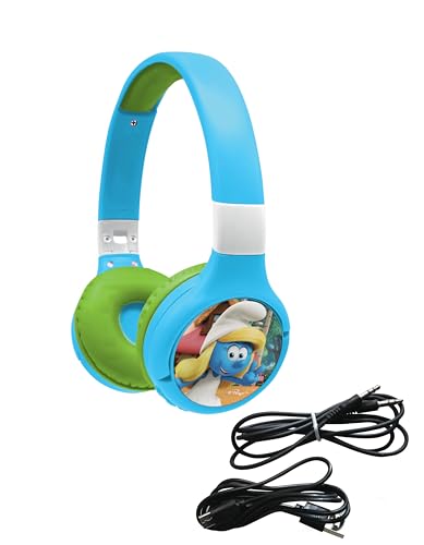 Image of LEXiBOOK, Smurfs Bluetooth Headphones, HPBT010SF | 2-in-1 Bluetooth & Wired, Microphone, Rechargeable battery, Blue /Green