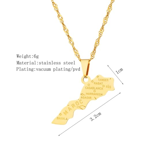 Fashion Stainless Steel Morocco Map Pendant Necklace2