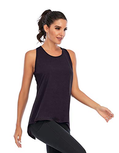 Womens Workout Tops Women Tank Tops Womens Tops Fashion Sport Tops Basic Yoga Tops Knot Active Casual Dark Purple - Thumbnail 3