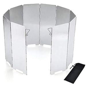 Xinlie Pare-Vent Pliable Rechaud Aluminium Portable de 10 Assiettes de Pliage Rechaud de Camping Ecran du Vent en Plein Air pour Le Camping de Pique-Nique Argent