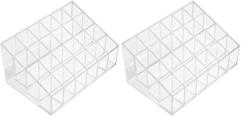 Organizador transparente Onwon para batons e maquiagem, 24 compartimentos, empilhável, Pacote com 2