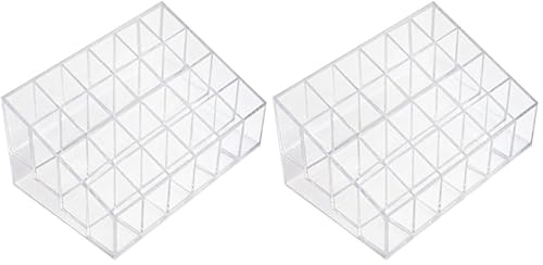 Image of Transparent Cosmetic Makeup Organizer Clear 24 Lattices Lipsticks Cosmetic Lotion Makeup Organizer Storage Display Holder Stand (Pack of 2)