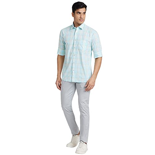Image of Colorplus Men's Pure Cotton Checks Pattern Tailored Fit Spread Collar Full Sleeve Casual Shirt