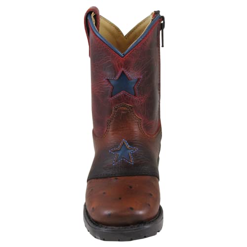 Image of Smoky Mountain Toddlers' Autry Square Toe Two-Tone Distressed Leather Cognac /Red Crackle Boots 3M