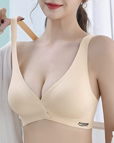 Post Surgery Bra Front Closure Deep V Push Up Plunge Bra U Low Cut Bras Post Surgical Mastectomy Bra Breast Augmentation Beige #TOP3