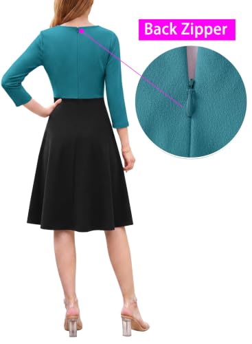 Image of VFSHOW Womens Front Zipper Work Business Casual Office Church A Line Dress