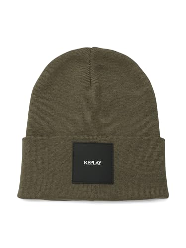 Replay Unisex Beanie Hat, 0872 WINTER MOSS, One Size