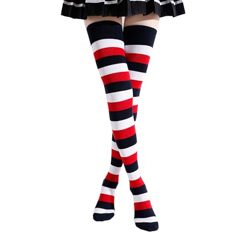 Image of Kayhoma Extra Long Cotton Stripe Thigh High Socks Over the Knee High Socks