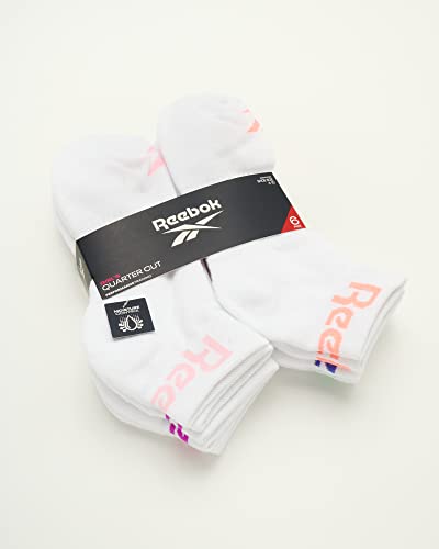Reebok Girls' Quarter Socks - 6 Pack Moisture-Wicking Low Cut Athletic Ankle Socks for Girls (Sizes: S-L)2