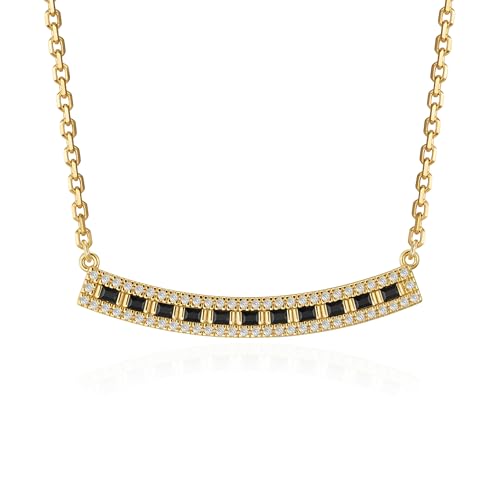 Fettero Dainty Gold Necklace for Women, 14K Gold Plated Cute Bar Pendant Choker Necklaces Simple Trendy Bar Necklaces Jewelry