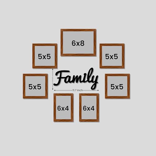 Image of Family Photo Frame Set of 7 for Wall Decor, Wooden Finish Collage Picture Frames for Living Room, Bedroom, Multi-Size Wall Hanging Gallery Frame Set, (4 Sets 4x6, 2 Set 6x4, 1 Set 6x8 Inch)