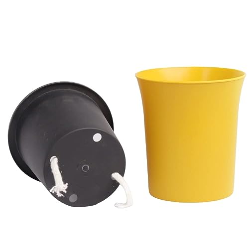 Image of Oslo Self Watering Pots | Planters for Your Home Living Room Office Decor, Round Plastic 4.3 Inch Set of 3 (Mocca) (Yellow)