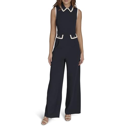 Image of Tommy Hilfiger Women's Pocketed Collared Contrast Sleeveless Dress